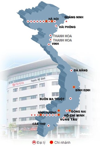 bản đồ hệ thống toyota Việt Nam trên toàn quốc